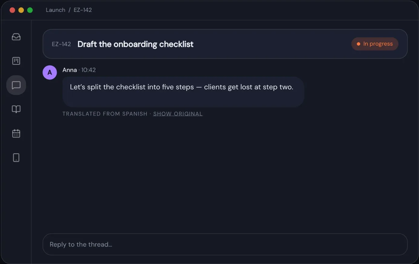 Task discussion translated into each reader’s language