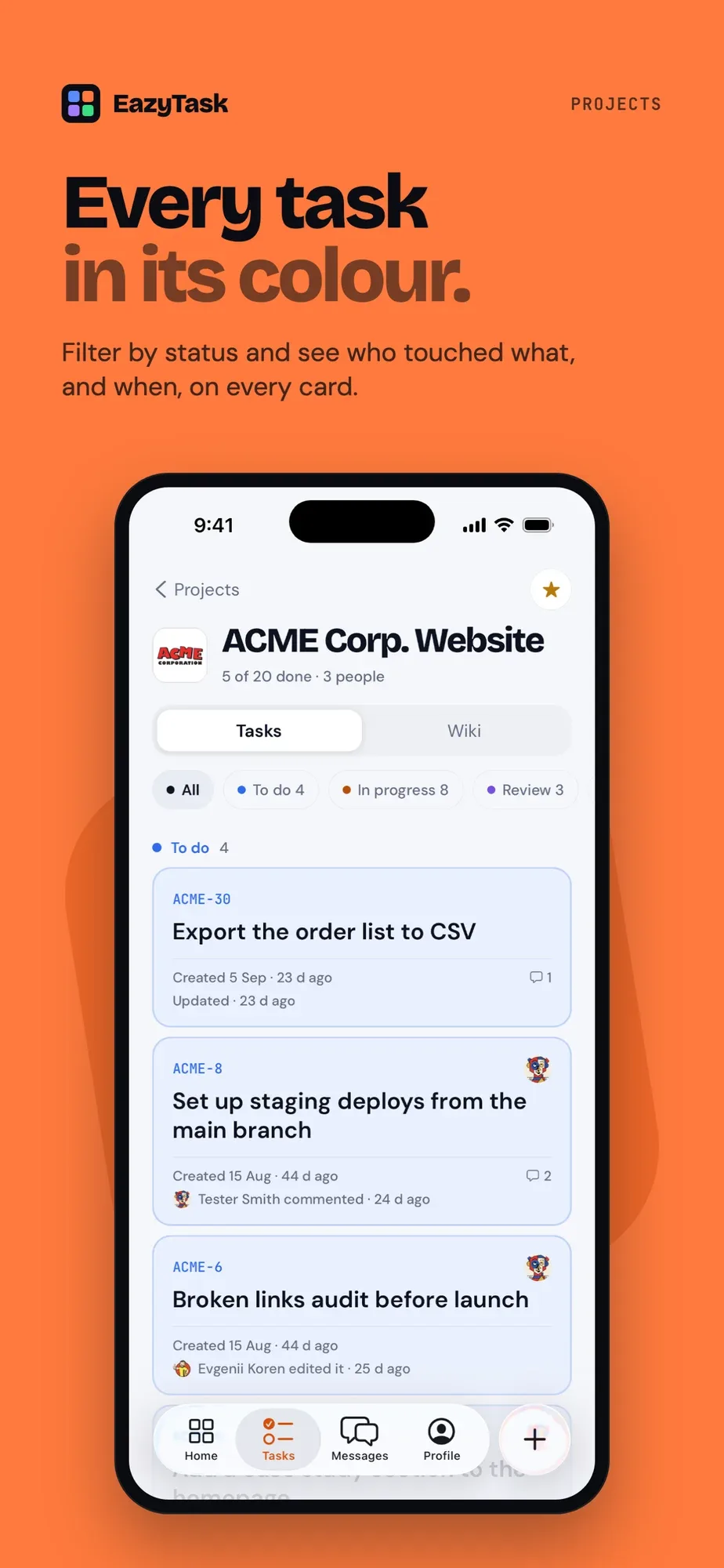 EazyTask mobile app — Every task in its colour