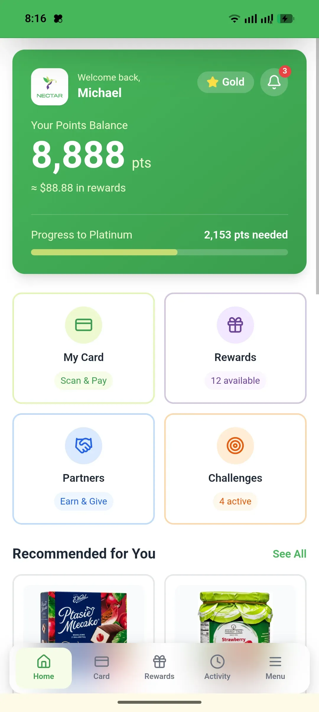 Nectar loyalty app — screen 2