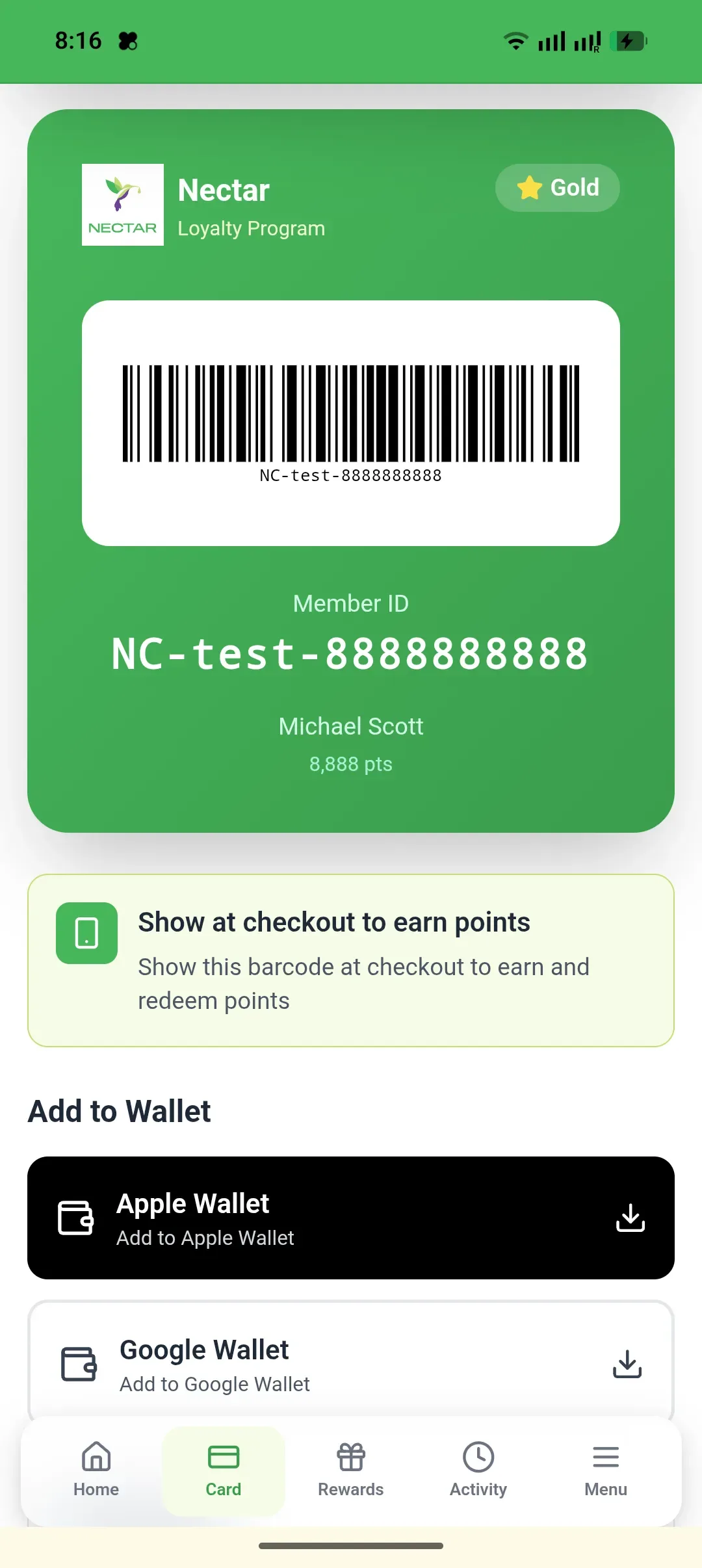 Nectar loyalty app — screen 3