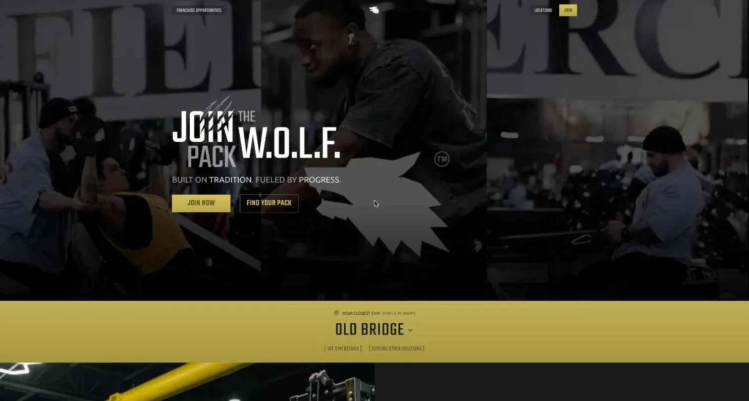 W.O.L.F. Gyms home page — Join the W.O.L.F. Pack