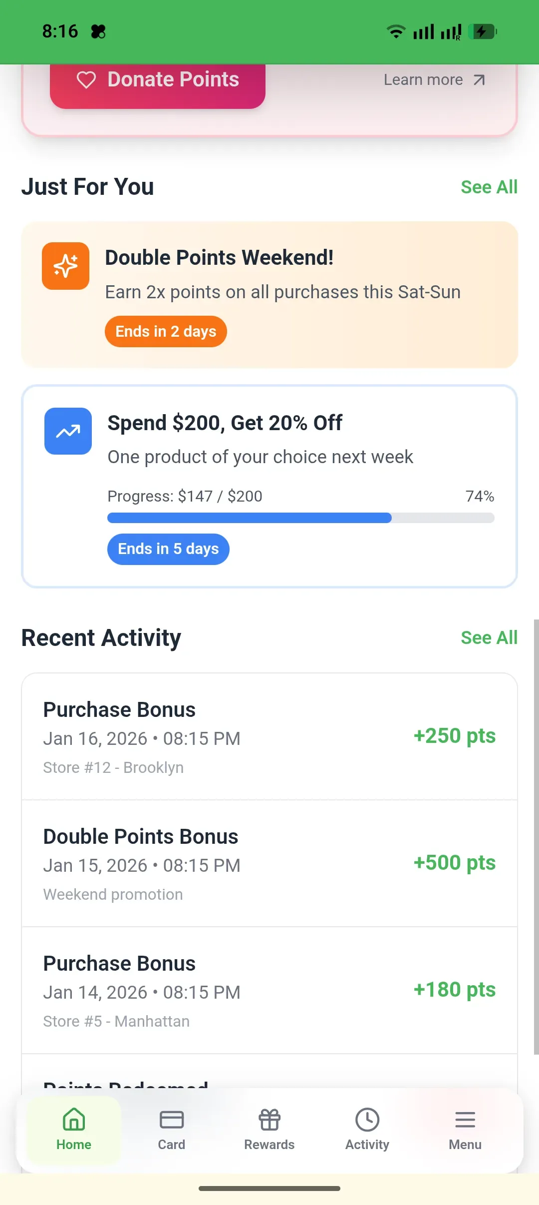 Nectar loyalty app — screen 5