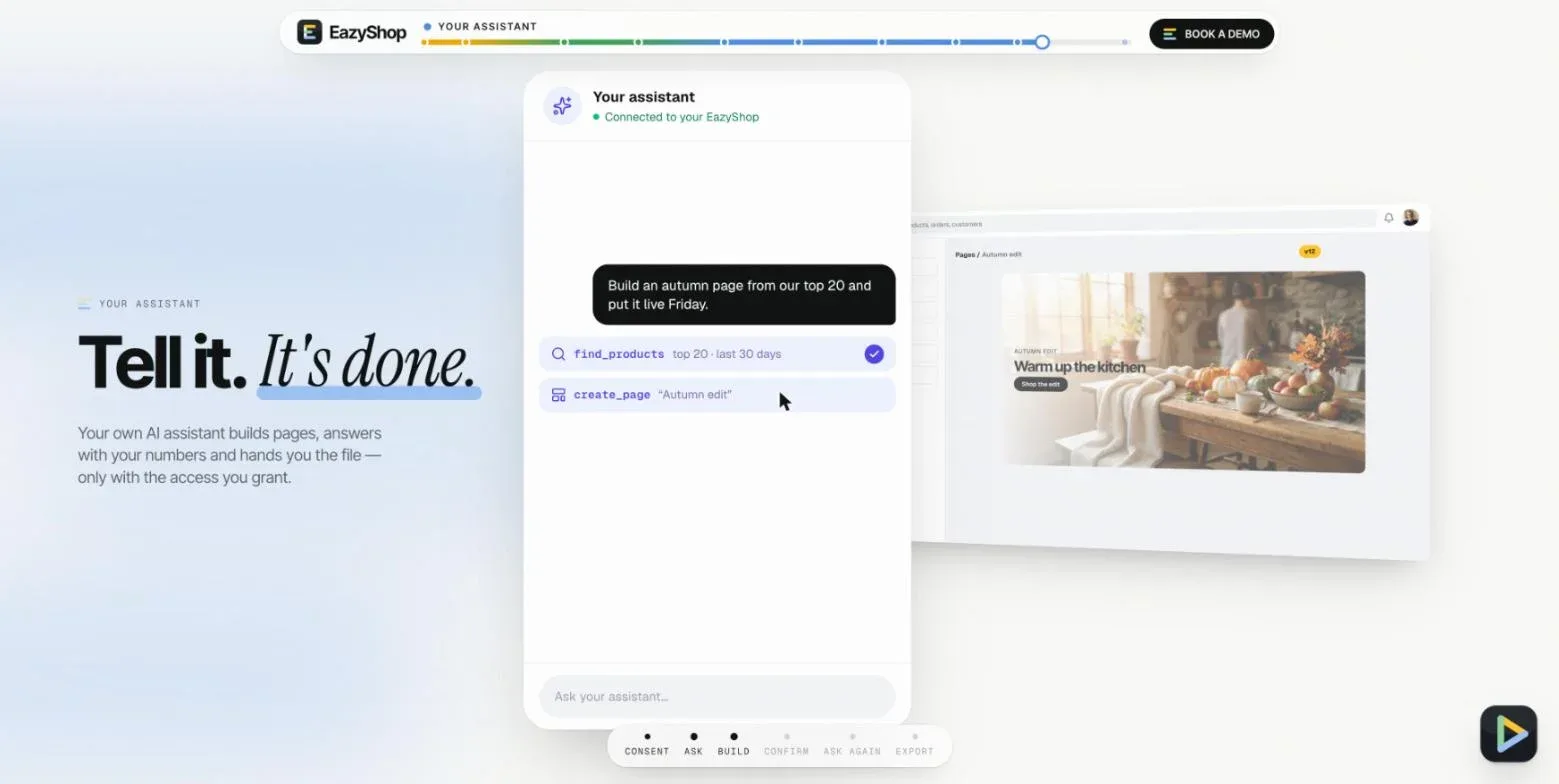 AI assistant building a page from a plain-English request
